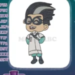 Cheerful cartoon boy with goggles and uniform embroidery designs - Instant Download