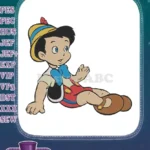 Classic Pinocchio puppet character laying down embroidery designs - Instant Download