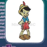 Happy Pinocchio classic cartoon character embroidery designs - Instant Download