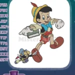Pinocchio and Jiminy Cricket Running Happy Classic Cartoon Embroidery Designs - Instant Download