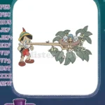 Pinocchio long nose bird nest baby birds embroidery designs - Instant Download