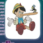 Pinocchio long nose Jiminy Cricket fairy tale embroidery designs - Instant Download