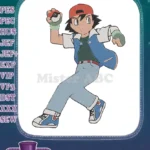 Ash Ketchum Throwing Pokeball Pokemon Character Embroidery Designs - Instant Download