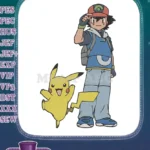 Ash Ketchum and Pikachu Happy Friends Pokémon Embroidery Designs - Instant Download