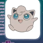 Cute Pink Jigglypuff Pokémon Character Embroidery Designs - Instant Download