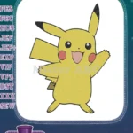 Pikachu happy electric yellow Pokémon cartoon character embroidery designs - Instant Download