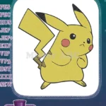 Iconic yellow Pikachu electric Pokémon character embroidery designs - Instant Download