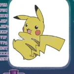 Cute yellow Pikachu Pokémon electric embroidery designs for fans - Instant Download