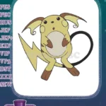 Cute Raichu electric mouse Pokémon character embroidery designs - Instant Download