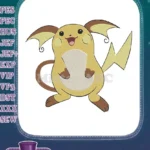 Happy Yellow Raichu Pokemon Embroidery Designs with Lightning Tail - Instant Download