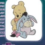 Winnie the Pooh and Eeyore hugging friendship cartoon embroidery designs - Instant Download