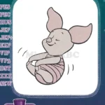 Happy Piglet Bouncing Joyful Cartoon Character Embroidery Designs - Instant Download