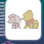 Winnie the Pooh and Piglet nose-to-nose friendship embroidery designs - Instant Download