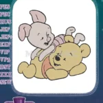 Winnie the Pooh and Piglet hugging friends embroidery designs - Instant Download
