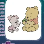 Happy Winnie Pooh Piglet friendship embroidery designs for children - Instant Download