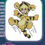 Happy Tigger Bouncing Cartoon Embroidery Designs for Kids Apparel - Instant Download