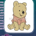 Winnie the Pooh sitting smiling cartoon character embroidery designs - Instant Download