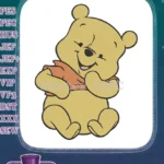 Adorable Winnie the Pooh smiling cartoon bear embroidery designs - Instant Download