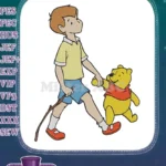 Christopher Robin and Winnie the Pooh walking together embroidery designs - Instant Download