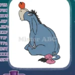 Winnie the Pooh Eeyore with Apple and Pink Bow Embroidery Designs - Instant Download