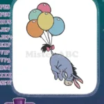 Eeyore flying with colorful balloons Winnie Pooh embroidery designs - Instant Download