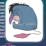 Classic Eeyore Character with Deflated Pink Balloon Embroidery Designs - Instant Download