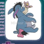 Eeyore Donkey and Butterfly with Pink Bow Embroidery Designs - Instant Download