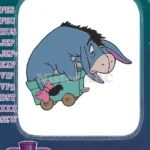 Eeyore in Green Cart with Pink Bow Embroidery Designs - Instant Download