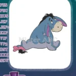 Eeyore Sad Blue Donkey sitting with Pink Bow Embroidery Designs - Instant Download