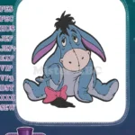 Winnie the Pooh Eeyore sitting with pink bow embroidery designs - Instant Download