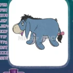 Eeyore Blue Donkey Winnie Pooh Character Embroidery Designs with Pink Bow - Instant Download