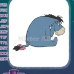 Melancholy blue Eeyore sitting Winnie the Pooh character embroidery designs - Instant Download