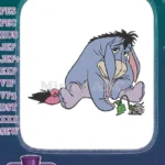 Sad Eeyore Holding Drooping Flower Embroidery Designs - Instant Download