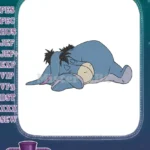 Tired Blue Eeyore Sleeping Winnie Pooh Character Embroidery Designs - Instant Download