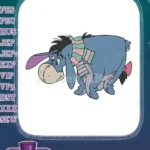 Winnie the Pooh Eeyore blue donkey striped scarf embroidery designs - Instant Download