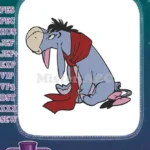Eeyore sad donkey with red scarf embroidery designs - Instant Download