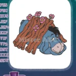 Winnie the Pooh Eeyore with floral log cover embroidery designs - Instant Download