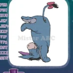 Cute Eeyore Upside Down Cartoon Character Embroidery Designs - Instant Download