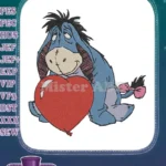 Eeyore with Red Heart Balloon Winnie the Pooh Embroidery Designs - Instant Download