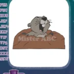 Happy cartoon groundhog peeking from burrow embroidery designs - Instant Download