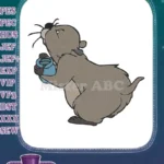 Curious cartoon gopher holding a blue jar embroidery designs - Instant Download