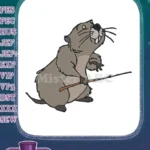 Cute smiling brown mole holding a stick embroidery designs - Instant Download