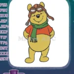 Winnie the Pooh pilot embroidery designs with goggles and scarf - Instant Download