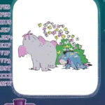 Heffalump and Eeyore with butterflies beautiful embroidery designs - Instant Download