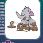 Cute Mud-Splattered Elephant and Dog Friends Embroidery Designs - Instant Download