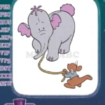 Lumpy Heffalump and Roo playing rope embroidery designs - Instant Download