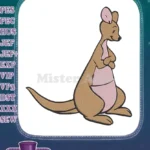 Cute cartoon kangaroo with pink pouch embroidery designs - Instant Download