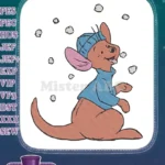 Cute Roo in blue winter hat and sweater embroidery designs - Instant Download