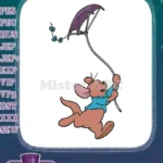 Joyful Roo flying a colorful purple kite embroidery designs - Instant Download