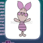 Cute Pink Piglet Cartoon Character Happy Kids Embroidery Designs - Instant Download